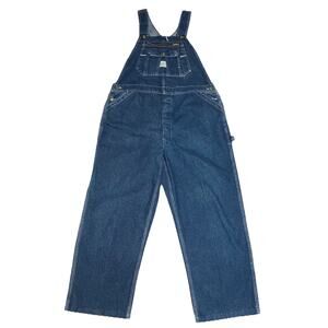 Liberty Overalls Blue Denim Jeans No Iron 40 X 26.5 Shortened Missing One Button